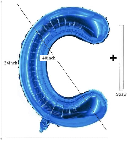 Letter Balloons 40 Inch Blue Giant Alphabet Balloons Letter C | Foil Mylar Big - Image 2