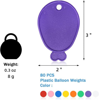 80 Pcs Plastic Balloon Weights, Reusable Colorful Balloons Pendants, Wedding - Image 2