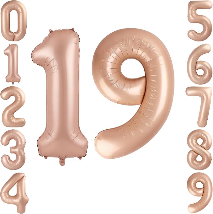40 Inch Caramel Foil Number 19 Balloon by TNCDJKPA