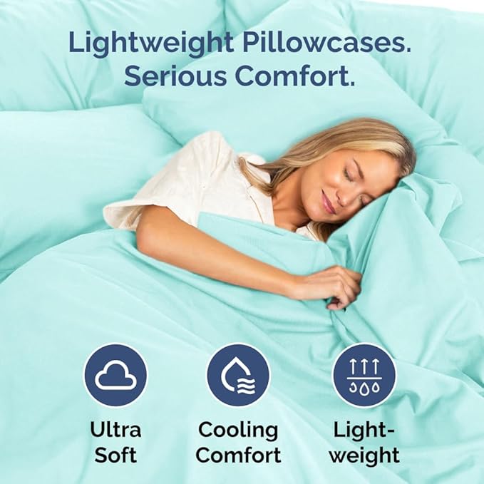 Queen Pillow Cases Set of 6 - Ultra Soft Hotel Quality Pillowcase Covers - Comfy, Cozy & Wrinkle Free - Shrink, Stain and Fade Resistant - Machine Washable Pillow Protectors - 6 Piece Set - Spa Blue