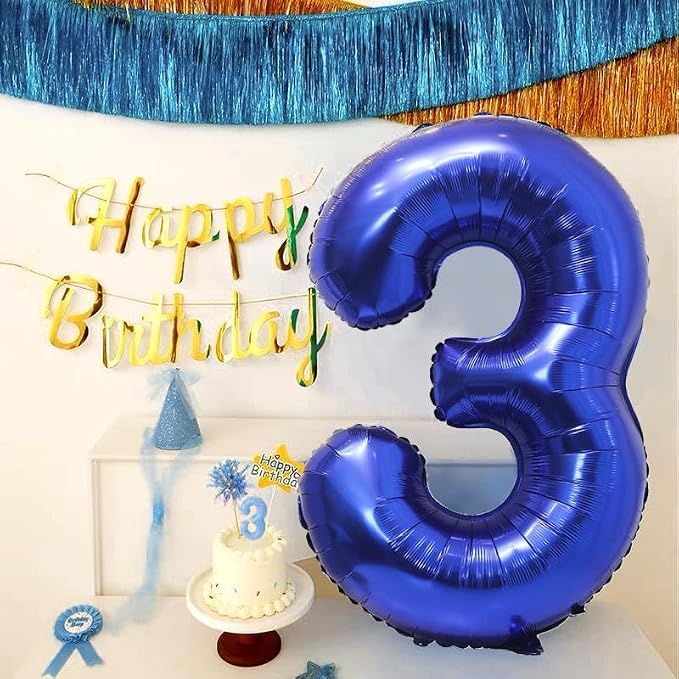 40 inch Navy Blue Number Balloon Dark Blue 0 Balloons Giant Foil Helium - Image 7
