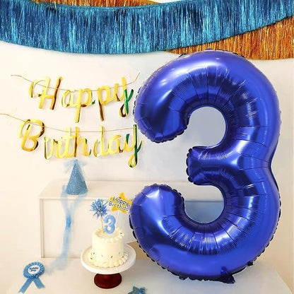 40 inch Navy Blue Number Balloon Dark Blue 3 Balloons Giant Foil Helium - Image 3