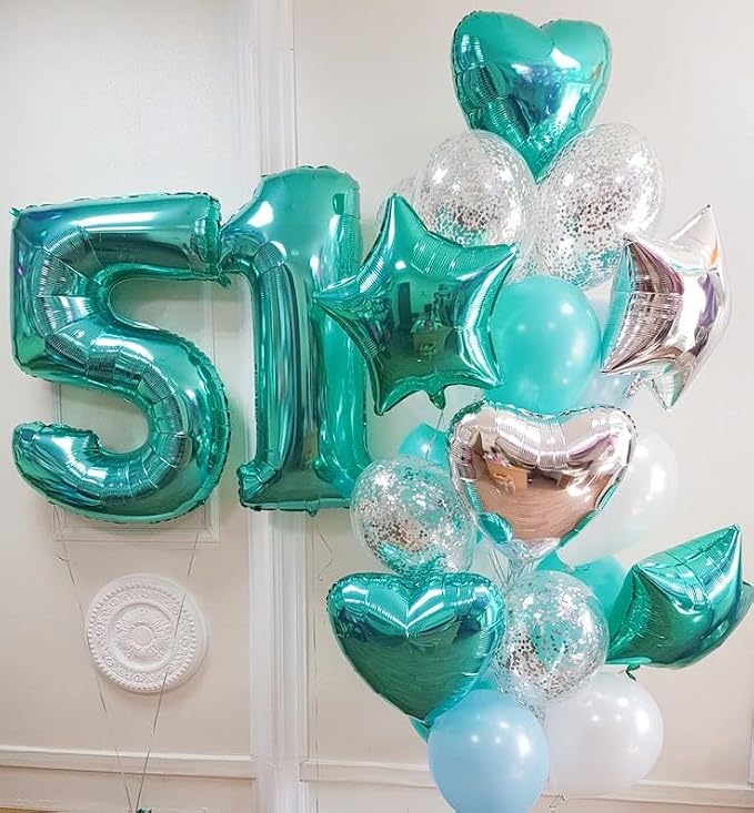 Happy Birthday Balloon 40 Inch Blue-Green 4 Balloon - Image 3