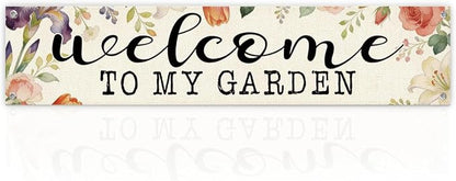 Welcome to My Garden Banner Wall Decor, Botanical Floral Porch Hanging by Unknown