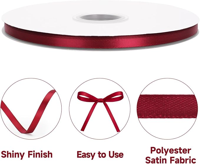 KINGLAKE Burgundy Satin Ribbon - Image 3