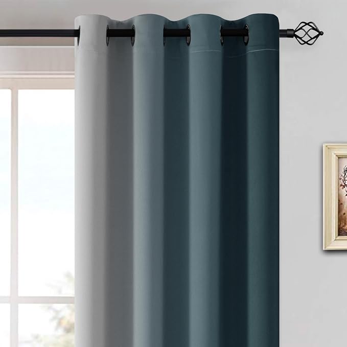 Yakamok Ombre Curtains Stone Blue and Greyish White - Image 3
