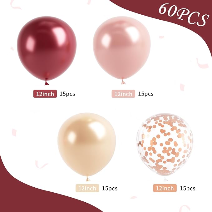 Burgundy Rose Gold Balloon - Image 2