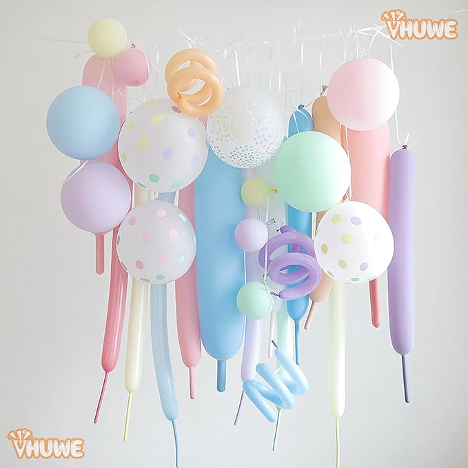 260 Pastel Multicolor Balloons, Thickened 100 Pack Long Twisting Skinny Magic - Image 4