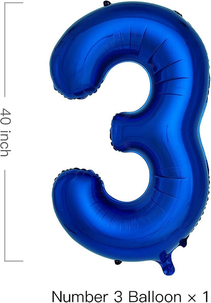 Navy Blue Number 3 Balloons 40 Inch Large Dark Blue Helium Foil Balloons - Image 2