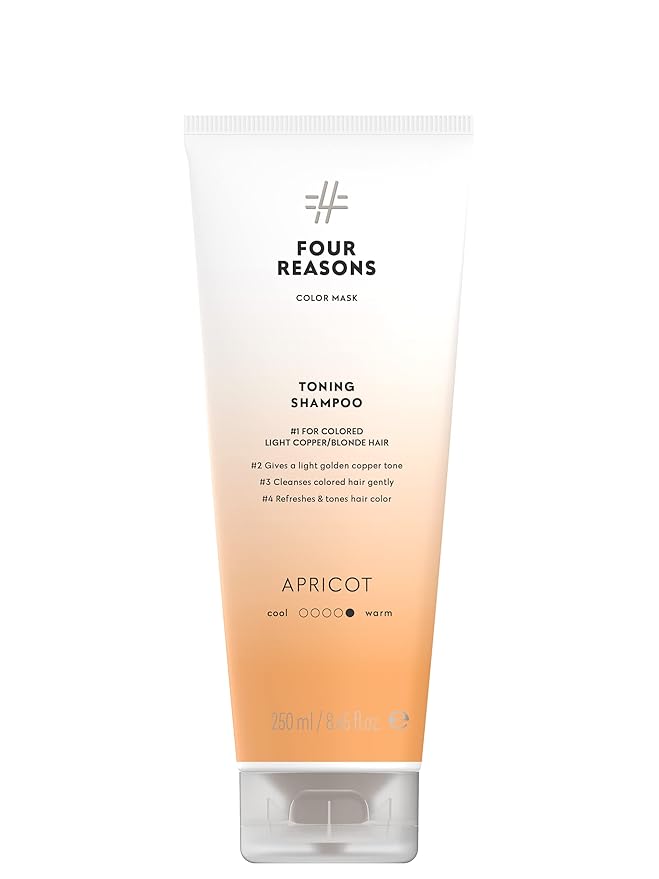 FOUR REASONS Color Depositing Shampoo for Color Treated Hair (Apricot, Golden Copper) - Sulfate Free, Vegan, 8.5 Fl Oz
