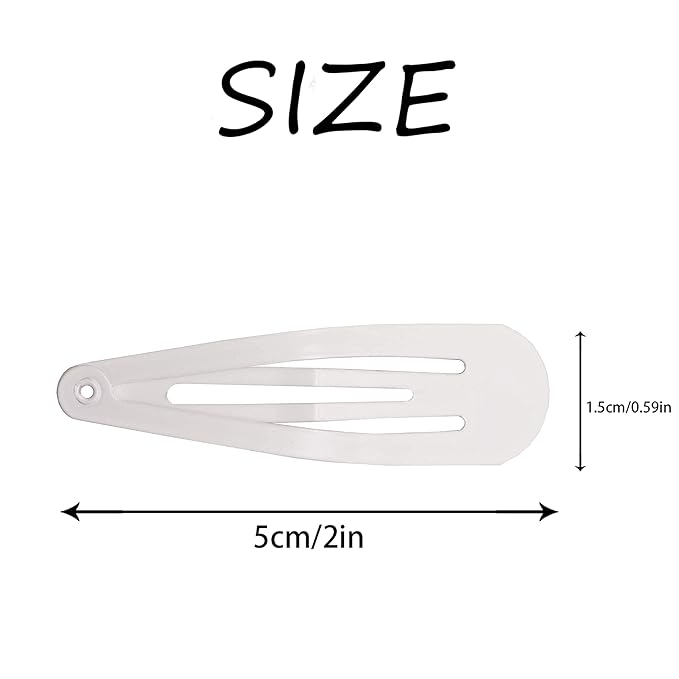 Dofash 5CM/2IN White Snap hair Clips Metal Hair Grips Hair Accessories For Women 12PCS (White)