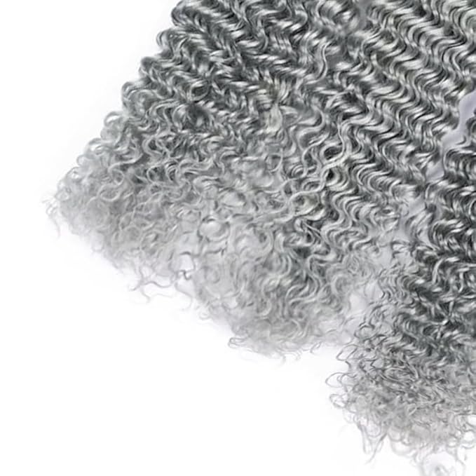 Grey Bundles Human Hair Silver Deep Wave Bundle Niegmeag Brazilian Virgin Remy Hair 3 Bundles 26 28 30 Inch Double Weft Soft And Silky Gray Deep Wave Bundle