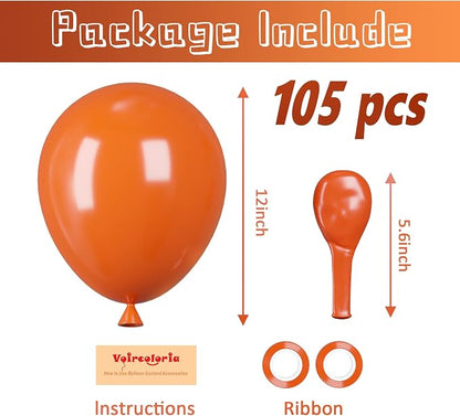 Voircoloria 105pcs Orange Party Latex Balloons, 12inch | - Image 2
