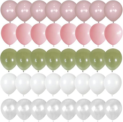 Dusty Pink Green White Balloons - Image 8