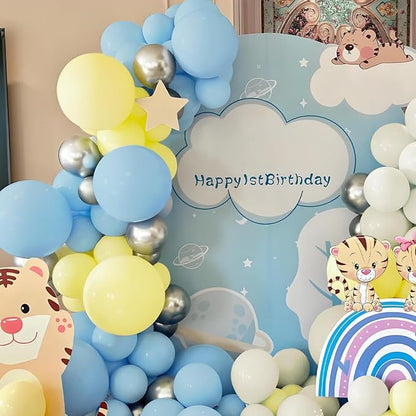 Pastel Yellow Blue White Balloon Garland Arch Kit - Image 5