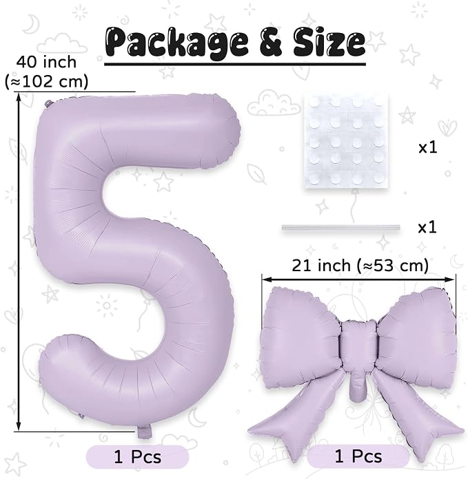 40 Inch Light Purple Number 5 - Image 2