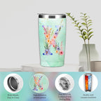 Personalized Gifts Monogrammed Birthday Gifts for Women, Soul Sister Bachelorette Party Wedding Christmas Initial 20 oz Tumbler, Makeup Bag Cup Pens Journal Notebook 6 Set, (Aesthetic Green Flower K)