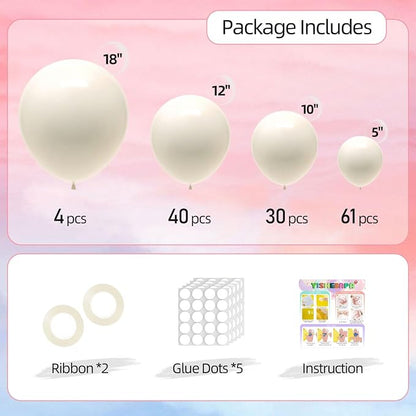 135pcs Ivory Balloons Garland Kit Different Sizes Of 18 12 10 5 Inch Cream - Image 4