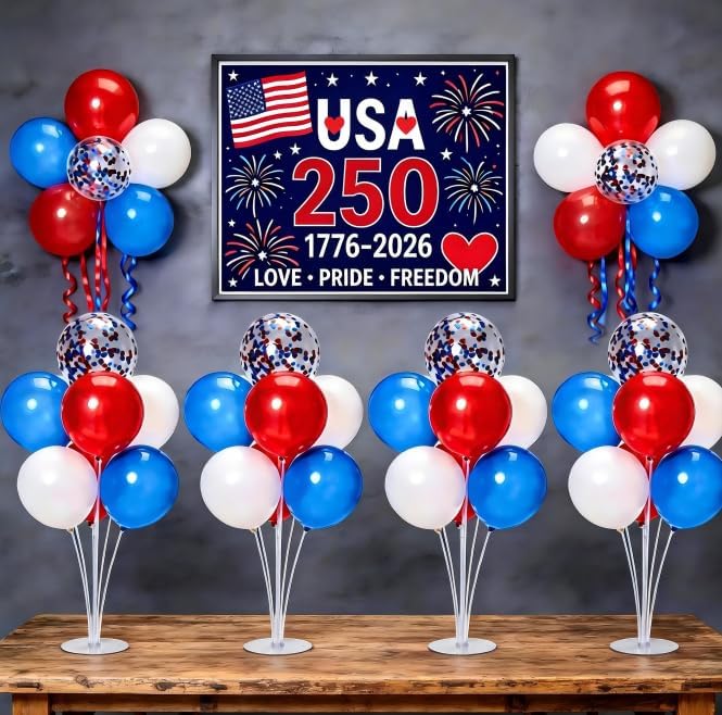 4th of July Balloon Centerpieces 4 Set by JOYYPOP