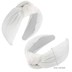 VELSCRUN 2 Pcs Wide Knotted Headbands for Women - Black & White Solid Head Bands for Top Knots, Washing Face, Gifts