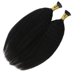 YoungSee I Tips Hair Extensions Kinky Straight 18 Inch Black I Tips Hair Extensions Real Human Hair Black Women 60s Kinky Itip Hair Extension Human Hair Yaki Pre Bonded Hair for Black Women 50g