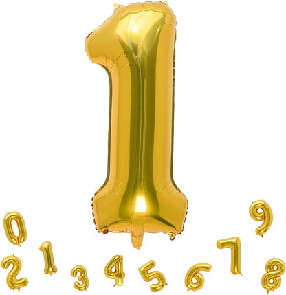 32 Inch Gold Number 1 Balloons Foil Ballon Digital Birthday Party Decoration by MEIDUOCO