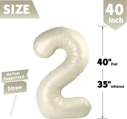 40 Inch Cream Number 2 Balloon Birthday Party Decorations - Image 5