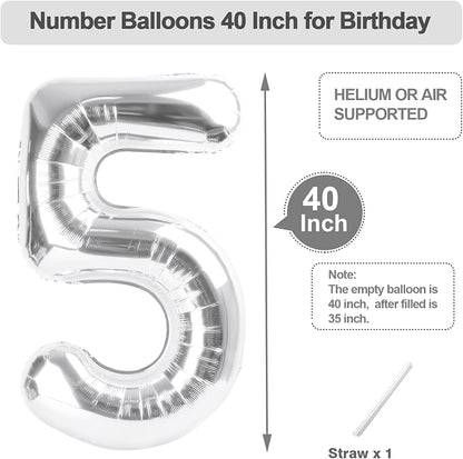 Number Balloons 40 Inch Silver 4 Balloon - Image 5