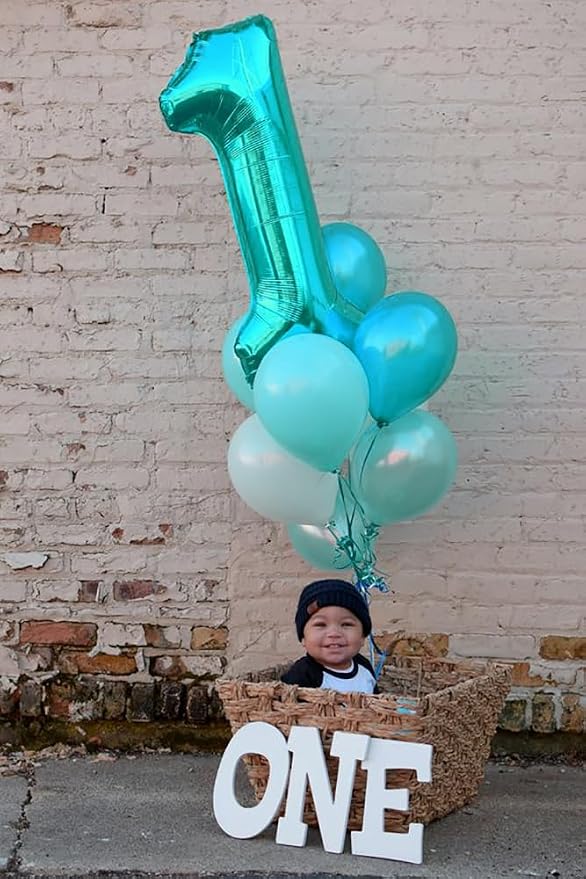 Number Balloons 7 Balloon Teal Blue - Image 3