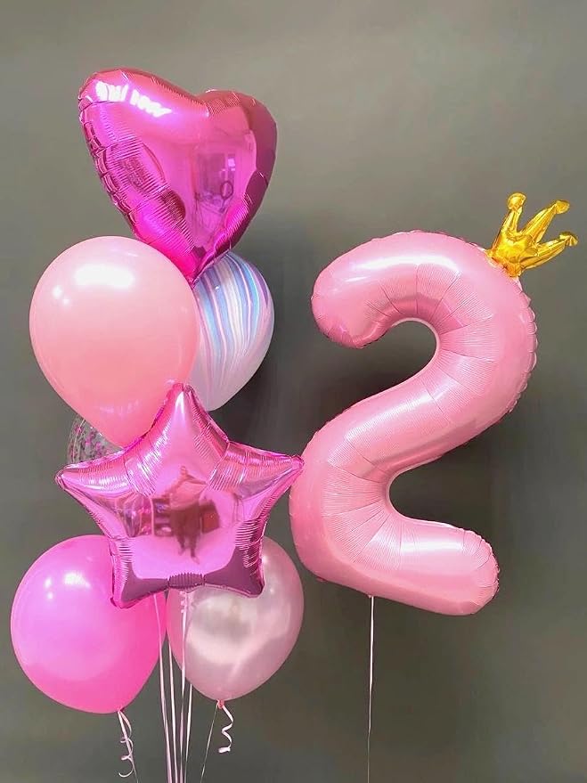 Pink Crown Number 2 Balloon 40 inch, Big Pink 2nd Birthday Party Decorations | - Image 5