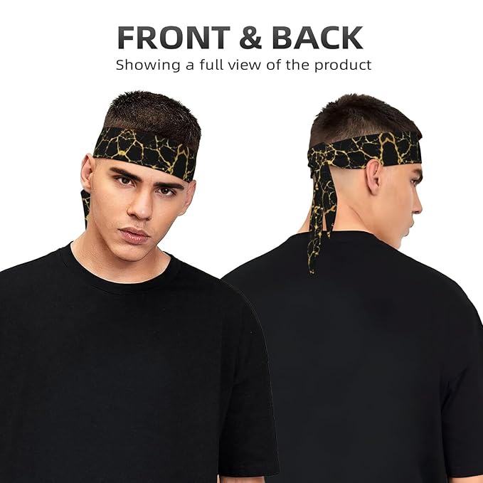 Boys Girls Gold Black Marble Texture Sports Sweatband Multi Style Beauty Skinny Hair Band Headdress for Yoga Travel Spa