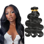 32 32 32 Inch Human Hair Bundles Natural Black Body Wave Bundle Niegmeag Unprocessed Brazilian Virgin Soft and Silky Remy Hair Extensions Double Weft Color 1B Body Wave Bundle Hair Weave