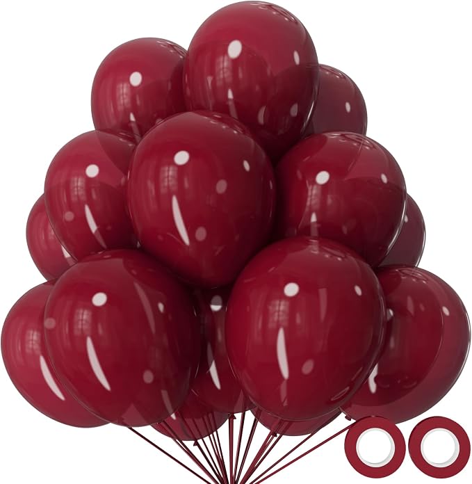 110pcs Burgundy Red Balloon 12 Inch, Burgundy Red Latex Balloons by KUULBELAballoons