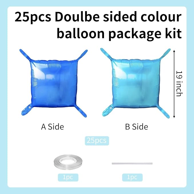 Metallic Navy Blue and Pearl Blue Double Sided Square Foil Balloons Wall - Image 2