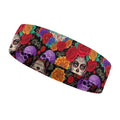 Headbands Men & Women Mexican Rose Sugar Skull Floral Women Day of The Dead Art Sweat Bands for Tennis, Basketball, Running, Gym, Working