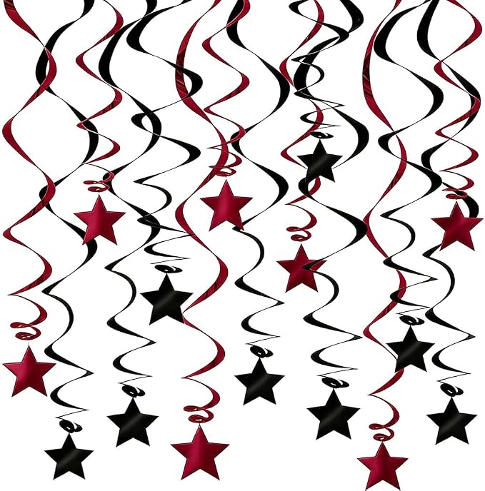 Burgundy Black Hanging Swirl Decorations 32ct by PARTVON