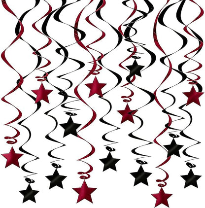Burgundy Black Hanging Swirl Decorations 32ct by PARTVON