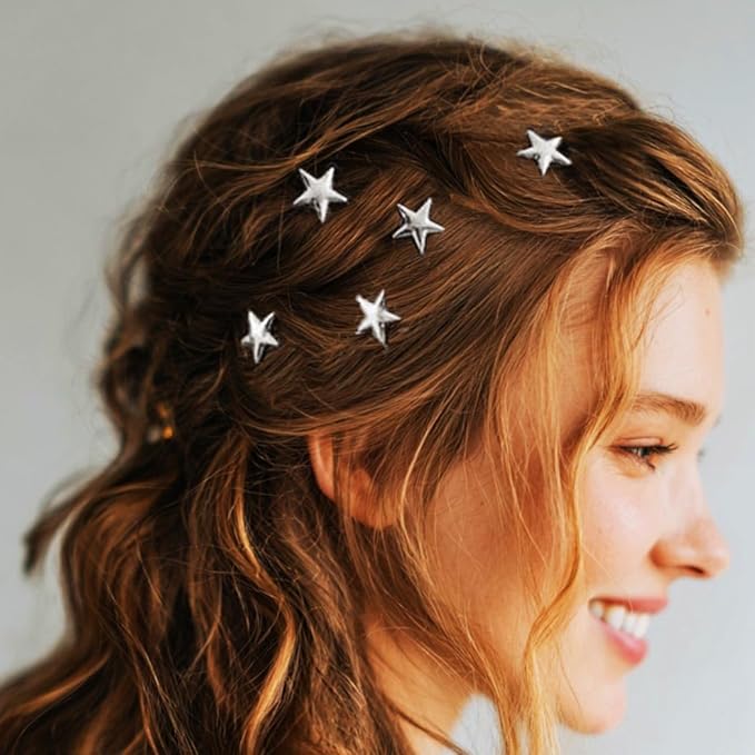 Unicra Gold Hair Pins Star Hair Clips Bridal Wedding Hair Accessories for Women and Girls Pack of 5 (Silver)