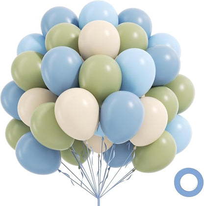 60pcs Blue and Green Balloons 12inch by Leraqertra
