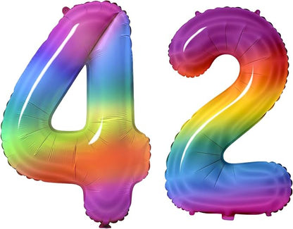 Number 42 Balloons for 42nd Birthday Party Decorations, 0-100 Large No.42 by Joycard
