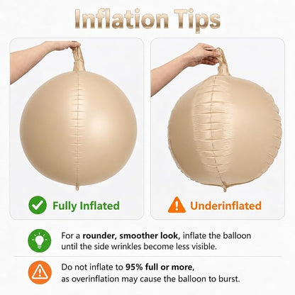 Brown Sand White Round Foil Balloons - Image 3