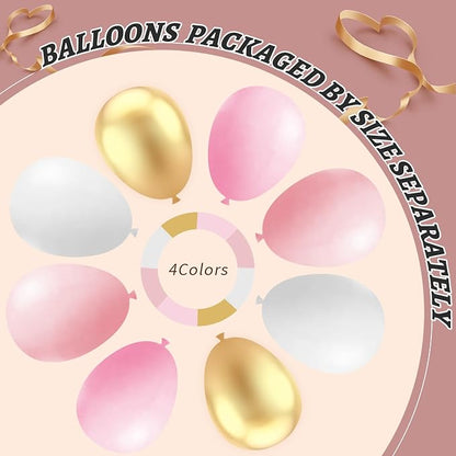 412Pcs Pink and White Balloons Arch Kit, 18 12 10 5 Inch Pink and Gold Balloon - Image 4