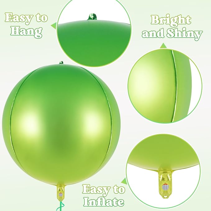 Metallic Gradient Green Balloons, 22 Inch Large Sphere Round Balloons - Image 5