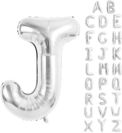 Silver Letter Balloons 40 Inch Large Alphabet Balloon Letter J | Foil Mylar Big by YUNSHANGMO
