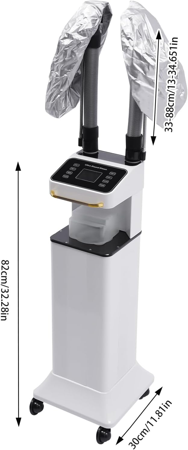 Professional Nano Hair Steamer, 110V 650W Multifunctional Hair Dyeing Machine, Nano Hair Steamer, 2 Steam Caps Hair Oil Machine with Rolling Wheels
