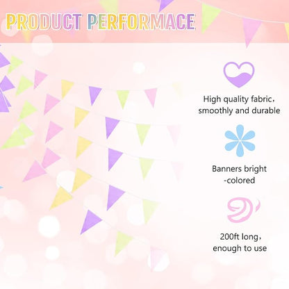 Tatuo 200 Feet Solid Pennant Banners Flags String Triangle Hanging DIY Bunting - Image 2
