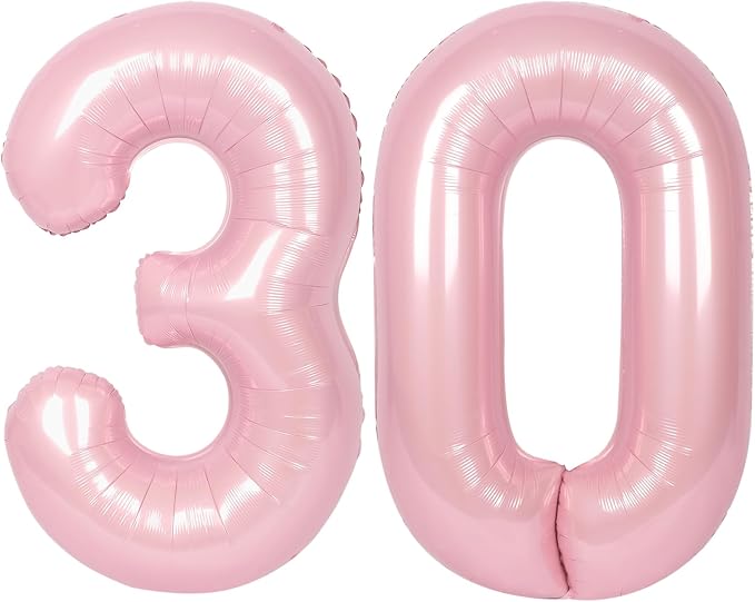 SUWEN 40 Inch Large Pink 30 Balloon Numbers Big Foil Helium Number Balloons 0-9 by SUWEN