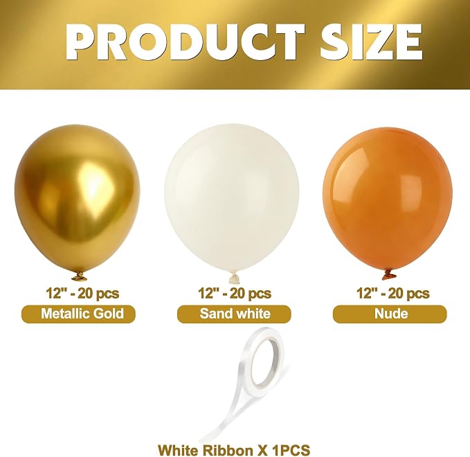 Sand White Balloons 60Pcs 12 Inch Nude Gold Latex Balloon Set - Image 2