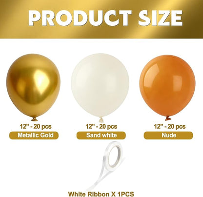 Sand White Balloons 60Pcs 12 Inch Nude Gold Latex Balloon Set - Image 2
