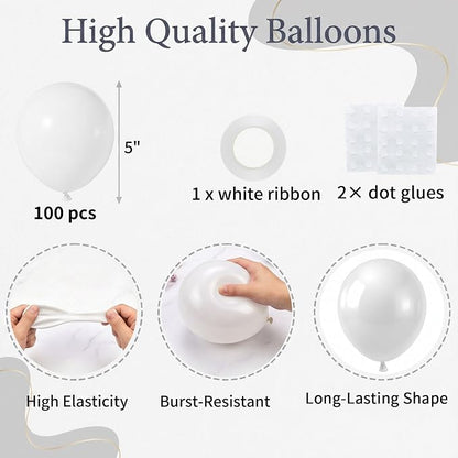 100pcs 5 Inch Small Mini White Balloons - Image 2